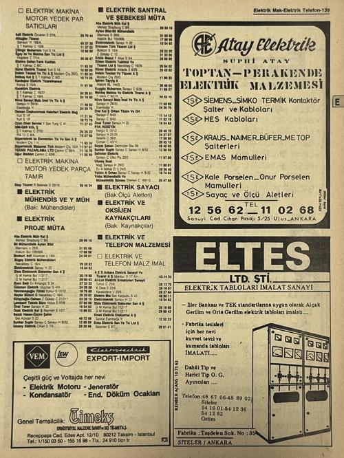 Ankara 1986 Meslek Reklam İlanı Efemera S139