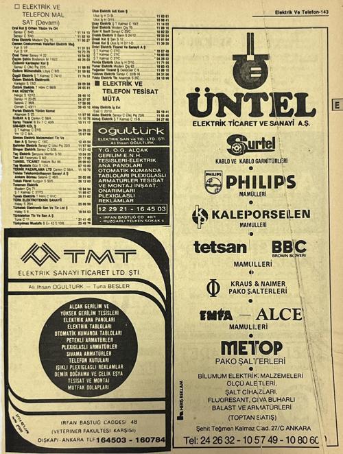 Ankara 1986 Meslek Reklam İlanı Efemera S143