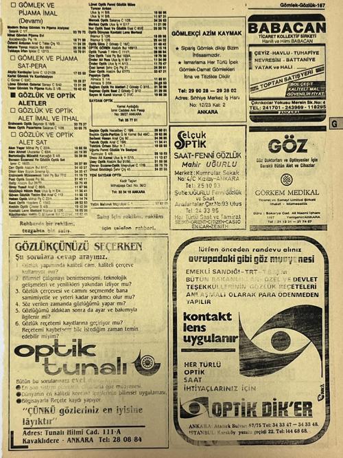 Ankara 1986 Meslek Reklam İlanı Efemera S167