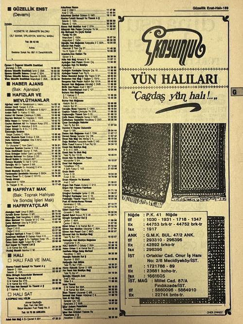Ankara 1986 Meslek Reklam İlanı Efemera S169