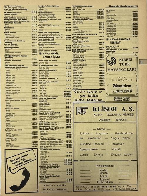 Ankara 1986 Meslek Reklam İlanı Efemera S175