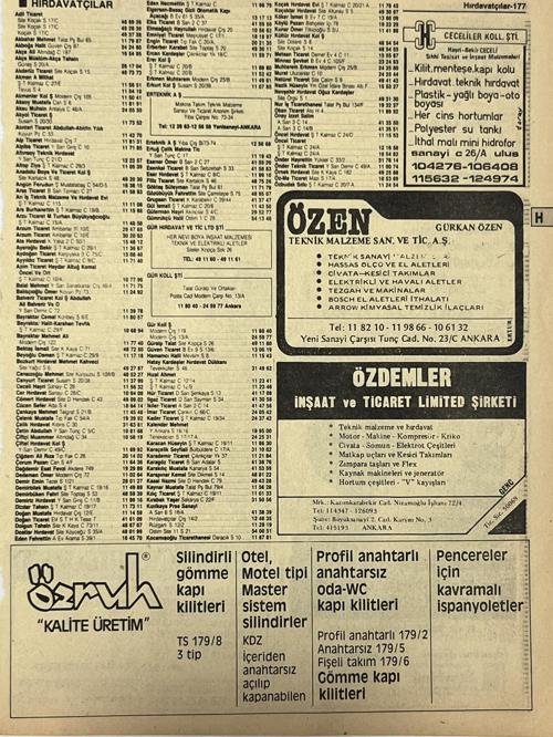 Ankara 1986 Meslek Reklam İlanı Efemera S177