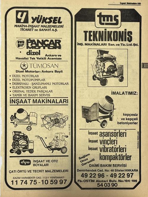 Ankara 1986 Meslek Reklam İlanı Efemera S183