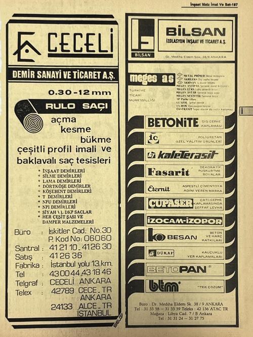 Ankara 1986 Meslek Reklam İlanı Efemera S187