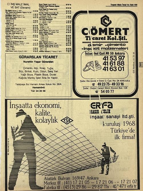 Ankara 1986 Meslek Reklam İlanı Efemera S189