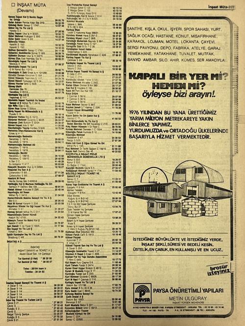 Ankara 1986 Meslek Reklam İlanı Efemera S203
