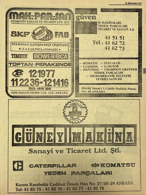 Ankara 1986 Meslek Reklam İlanı Efemera S207