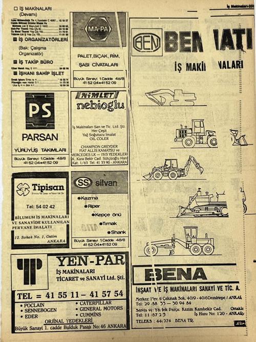 Ankara 1986 Meslek Reklam İlanı Efemera S209
