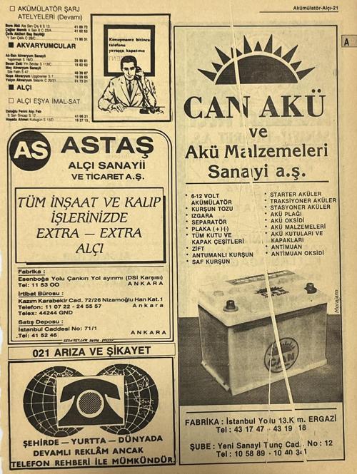 Ankara 1986 Meslek Reklam İlanı Efemera S21