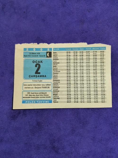 2 Ocak 2008 Takvim Yaprağı - Nostaljik Koleksiyonluk Takvim Yaprağı A