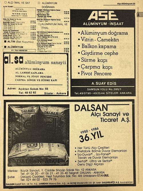 Ankara 1986 Meslek Reklam İlanı Efemera S23