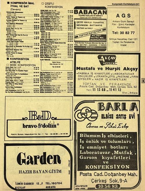 Ankara 1986 Meslek Reklam İlanı Efemera S241
