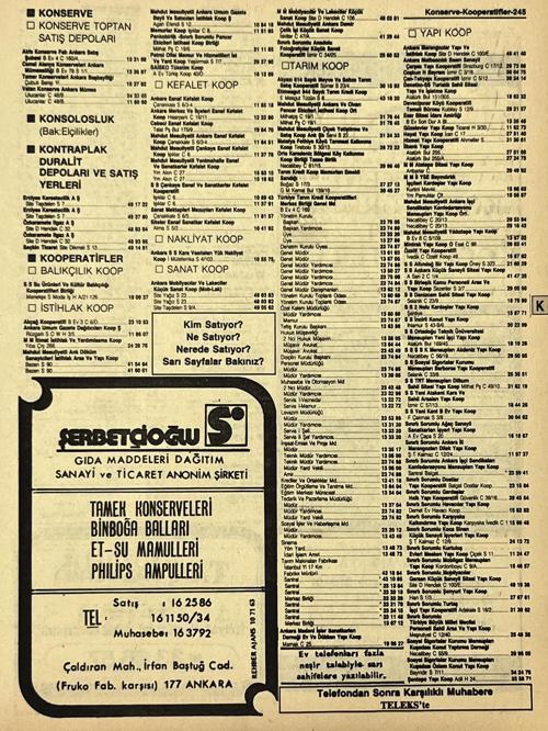Ankara 1986 Meslek Reklam İlanı Efemera S245