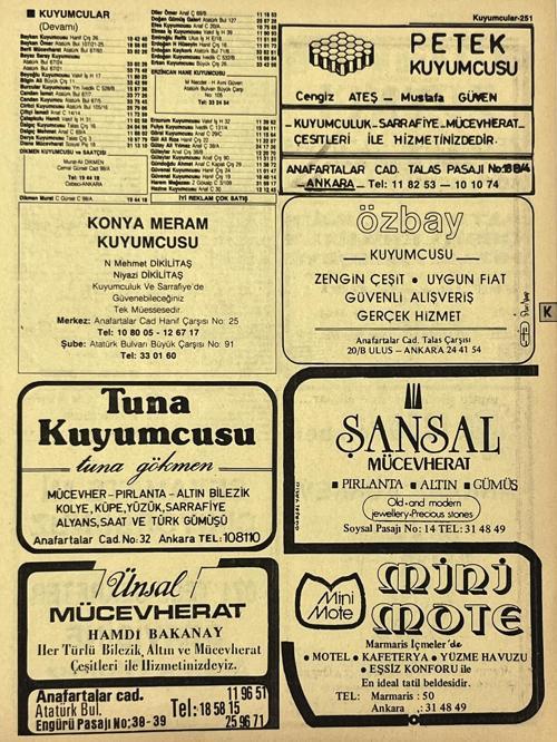 Ankara 1986 Meslek Reklam İlanı Efemera S251