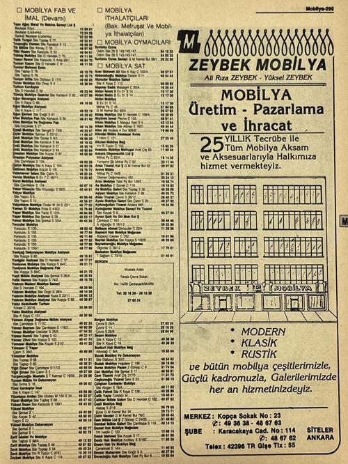 Ankara 1986 Meslek Reklam İlanı Efemera S295