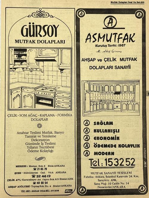 Ankara 1986 Meslek Reklam İlanı Efemera S303