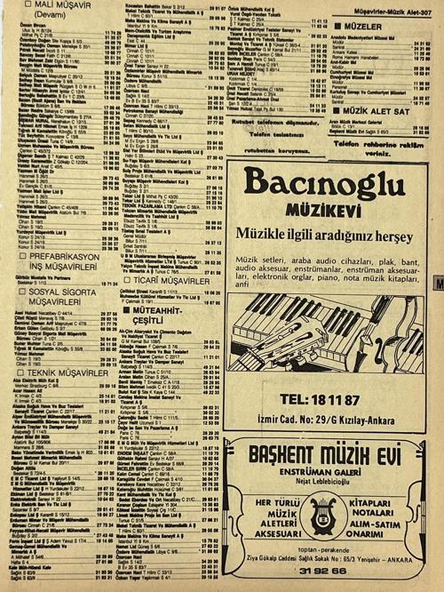 Ankara 1986 Meslek Reklam İlanı Efemera S307