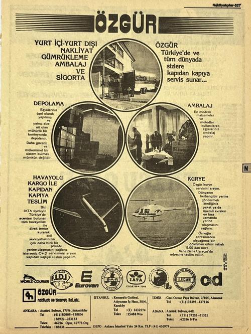 Ankara 1986 Meslek Reklam İlanı Efemera S327