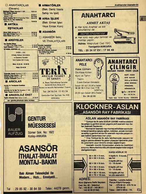 Ankara 1986 Meslek Reklam İlanı Efemera S33