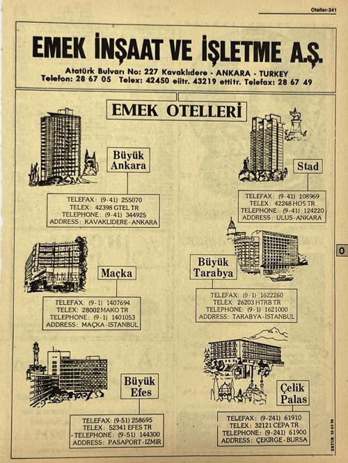 Ankara 1986 Meslek Reklam İlanı Efemera S341