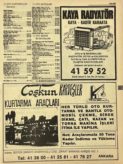 Ankara 1986 Meslek Reklam İlanı Efemera S355