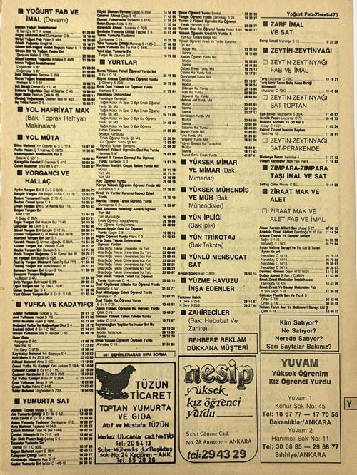 Ankara 1986 Meslek Reklam İlanı Efemera S473