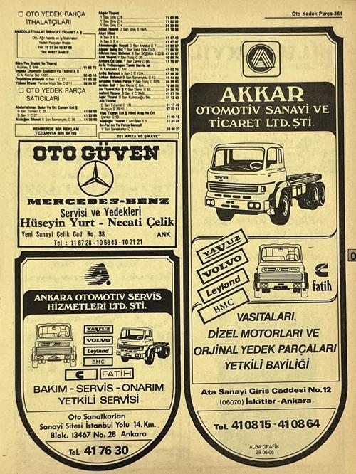 Ankara 1986 Meslek Reklam İlanı Efemera S361