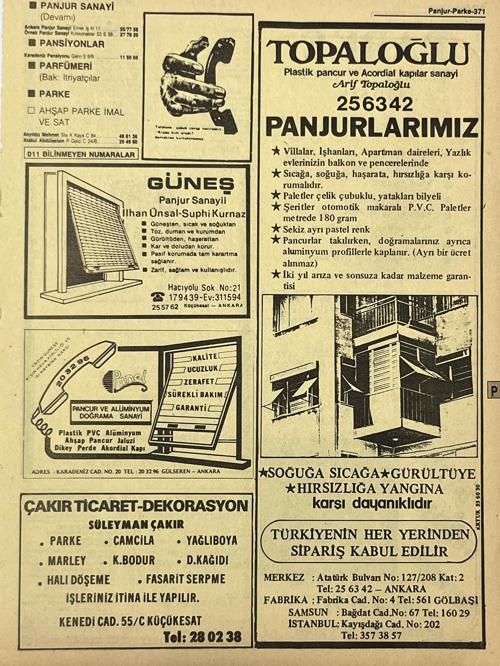 Ankara 1986 Meslek Reklam İlanı Efemera S371