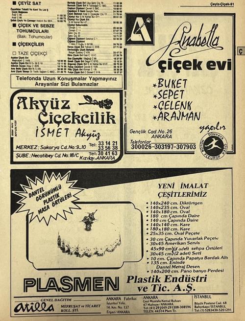 Ankara 1986 Meslek Reklam İlanı Efemera S91