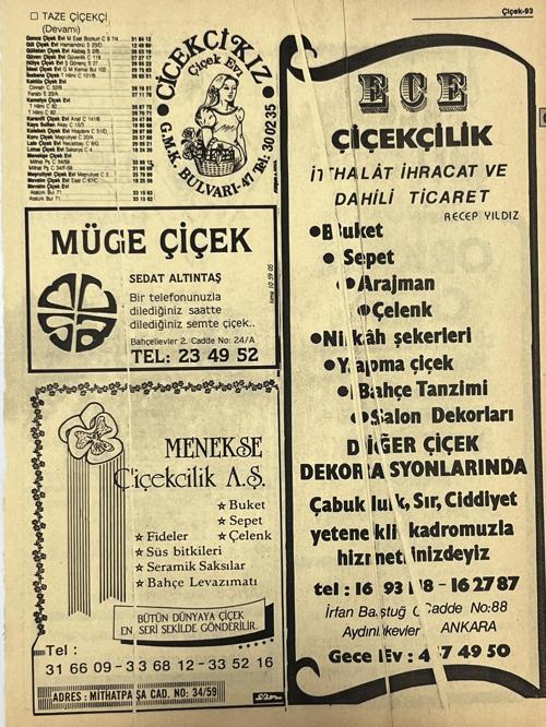 Ankara 1986 Meslek Reklam İlanı Efemera S93
