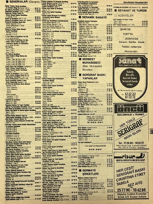 Ankara 1986 Meslek Reklam İlanı Efemera S391