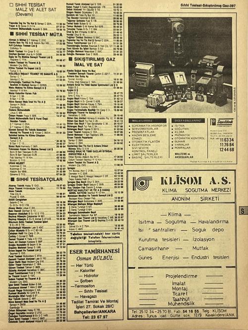 Ankara 1986 Meslek Reklam İlanı Efemera S397