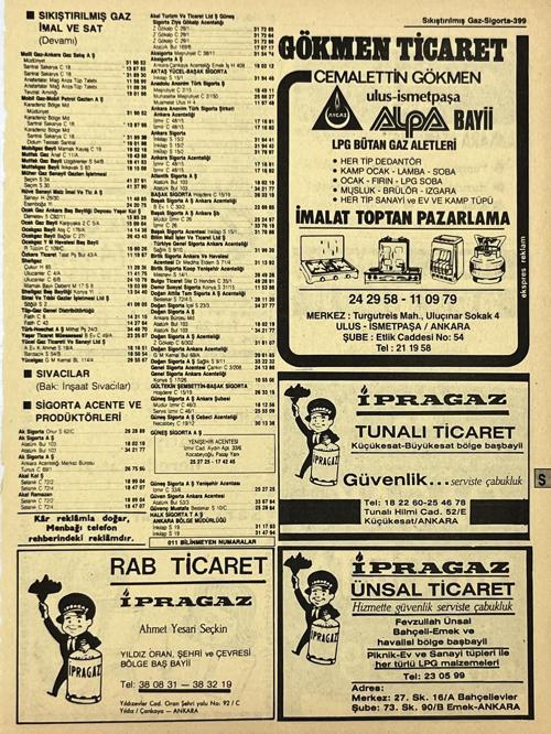 Ankara 1986 Meslek Reklam İlanı Efemera S399