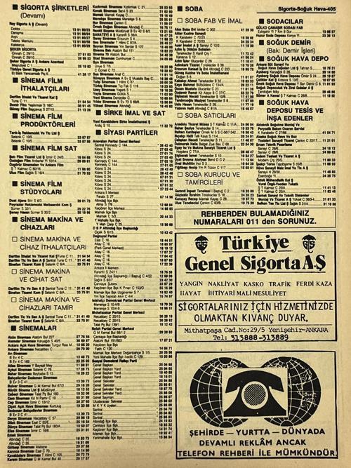 Ankara 1986 Meslek Reklam İlanı Efemera S405