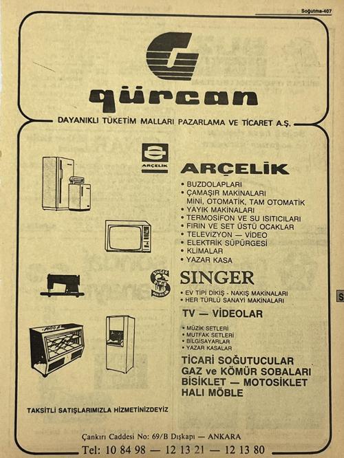Ankara 1986 Meslek Reklam İlanı Efemera S407