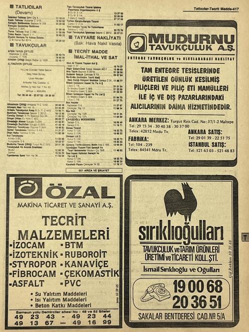 Ankara 1986 Meslek Reklam İlanı Efemera S417