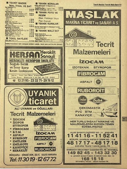 Ankara 1986 Meslek Reklam İlanı Efemera S419
