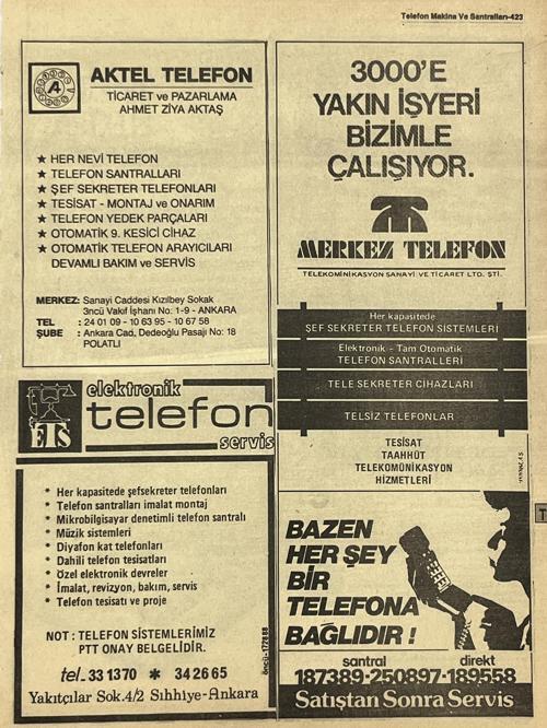 Ankara 1986 Meslek Reklam İlanı Efemera S423