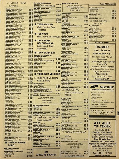 Ankara 1986 Meslek Reklam İlanı Efemera S433