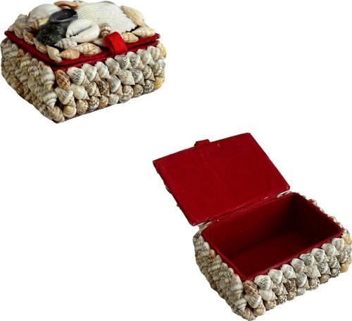 Deniz Kabuğu Kaplamalı Kutu 7x5x4cm - Mücevher Takı Kutusu