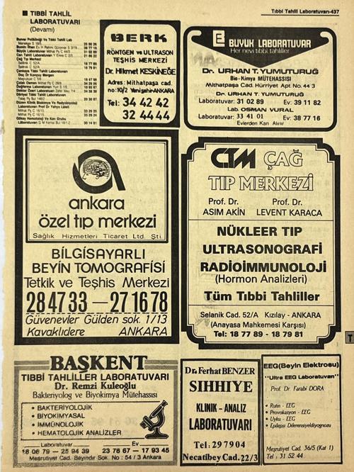 Ankara 1986 Meslek Reklam İlanı Efemera S437
