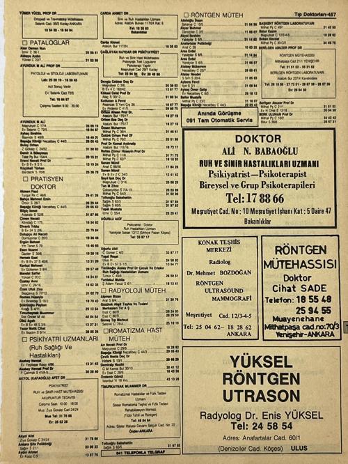 Ankara 1986 Meslek Reklam İlanı Efemera S457