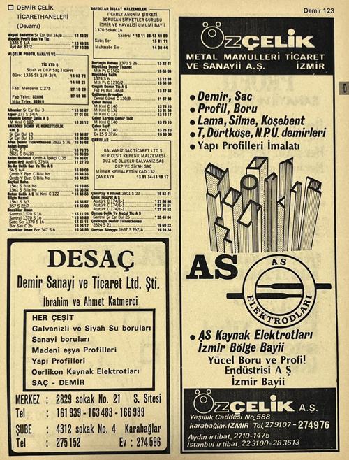 İzmir 1982-1983 Meslek Reklam İlanı Efemera S123