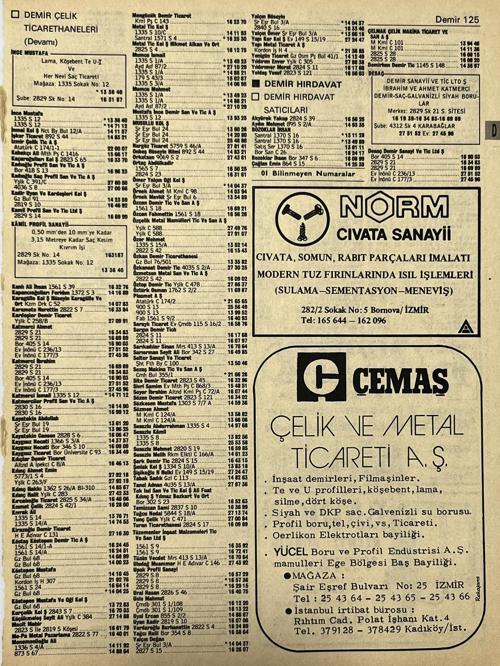 İzmir 1982-1983 Meslek Reklam İlanı Efemera S125