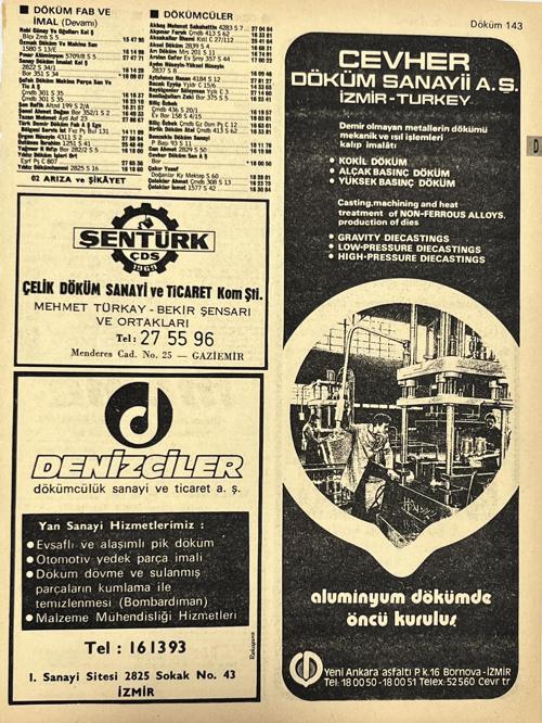 İzmir 1982-1983 Meslek Reklam İlanı Efemera S143