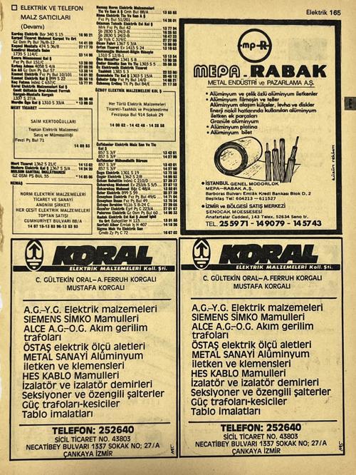 İzmir 1982-1983 Meslek Reklam İlanı Efemera S165