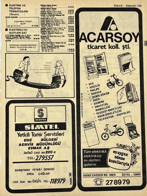 İzmir 1982-1983 Meslek Reklam İlanı Efemera S169