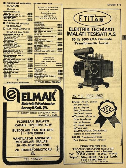 İzmir 1982-1983 Meslek Reklam İlanı Efemera S173