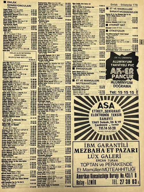 İzmir 1982-1983 Meslek Reklam İlanı Efemera S179