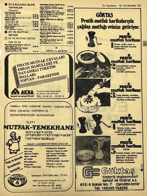 İzmir 1982-1983 Meslek Reklam İlanı Efemera S181